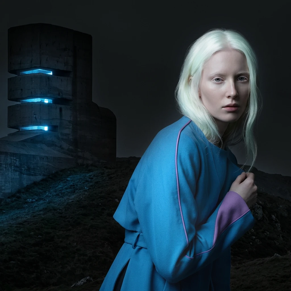 Blue coat, after dark